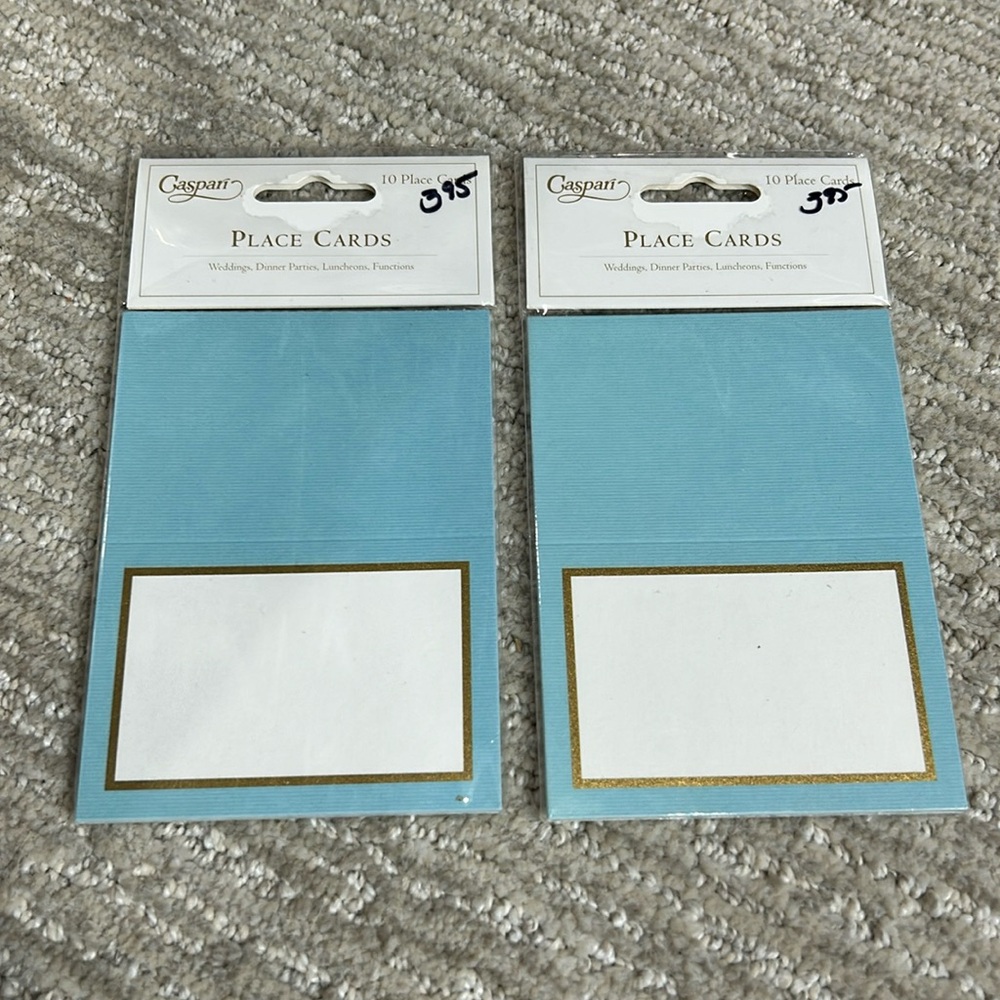 20 Caspari Grosgrain Border Blue Place Cards